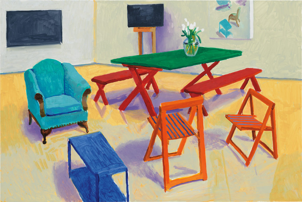 David Hockney's Studio Interior #2, 2014, sold for £2,895,000 ($3.7 million). Courtesy of Phillips.