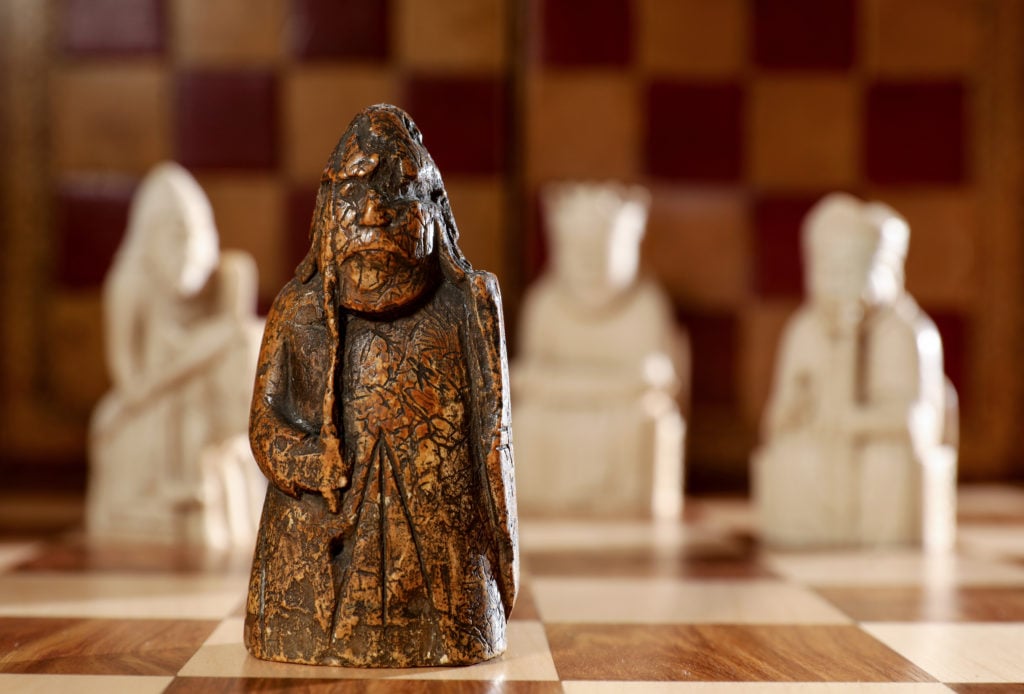 A newly discovered Lewis Chessman at Sotheby's London. Photo by Tristan Fewings/Getty Images for Sotheby's.