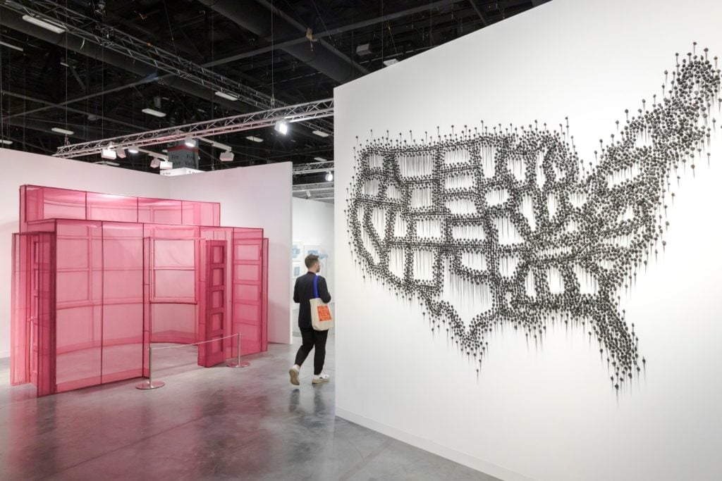 Installation view of Lehmann Maupin at Art Basel Miami Beach, 2018. Courtesy of Art Basel.