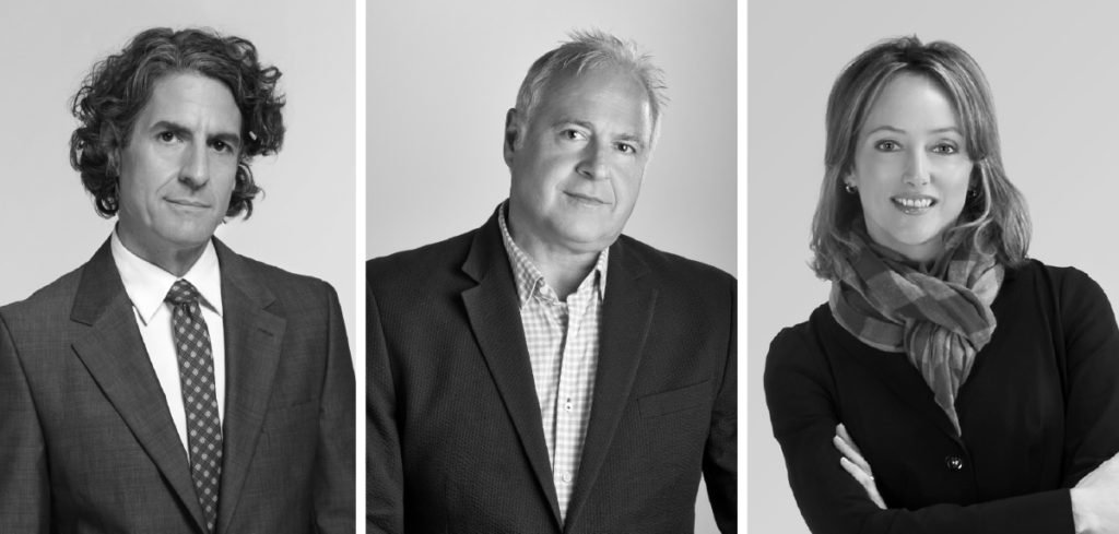 Left to right: Richard Wright, CEO; David Rago, President; Suzanne Perrault, President. Courtesy of Rago & Wright Auction Houses. 