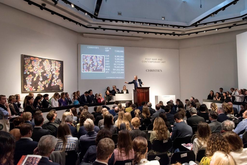 At $11.1 million, a work by Jean Dubuffet was the top lot of the night at Christie's London Post-War and Contemporary evening auction in June. Image courtesy of Christie's.
