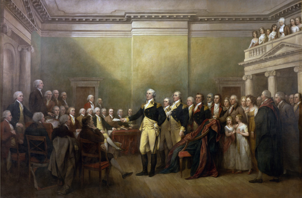 John Trumbull's General George Washington Resigning His Commission, 1824. Courtesy of the public domain.