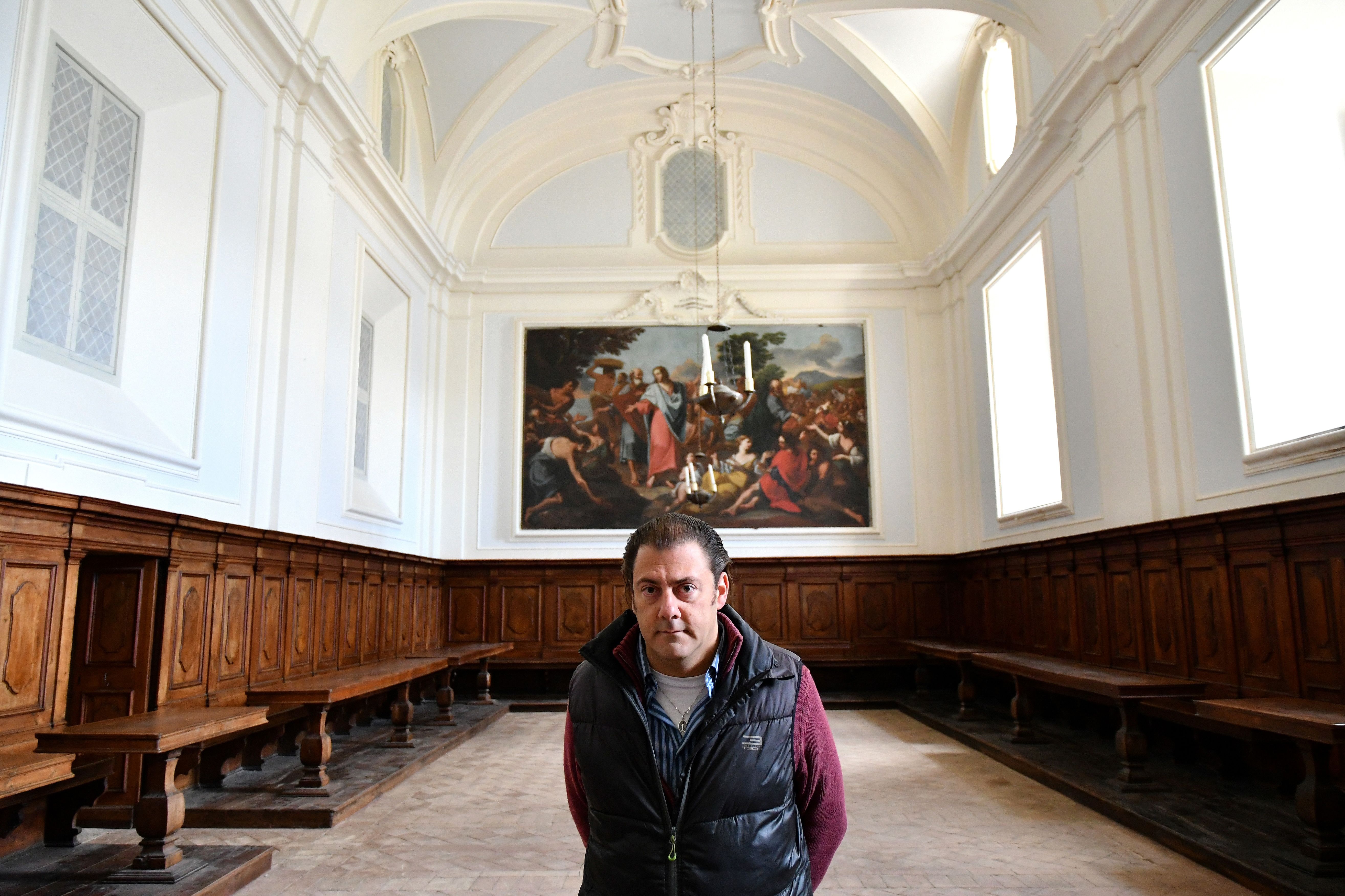 Benjamin Harnwell poses at the Trisulti Monastery Certosa di Trisulti in Collepardo. Photo: Alberto Pizzoli /AFP/Getty Images.