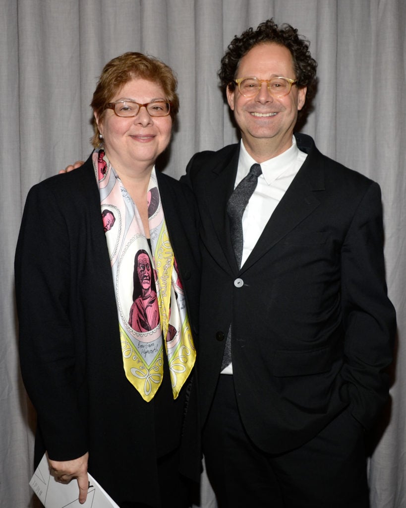Donna De Salvo with Whitney director Adam Weinberg at press preview for the 2014 Whitney Biennial. Photo: Ben Gabbe/Getty Images.