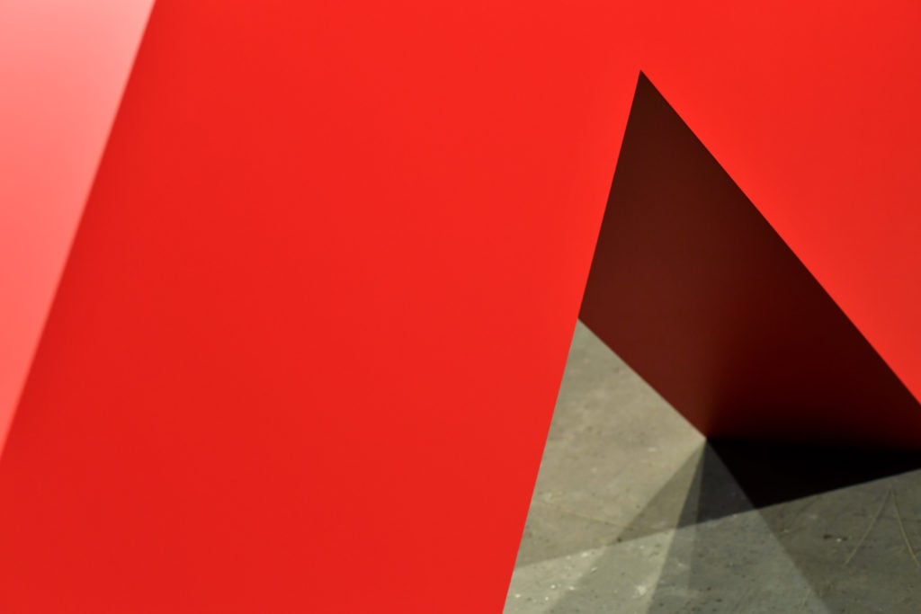 Carmen Herrera "Angulo Rojo" at Art Basel. Photo by Harold Cunningham/Getty Images.