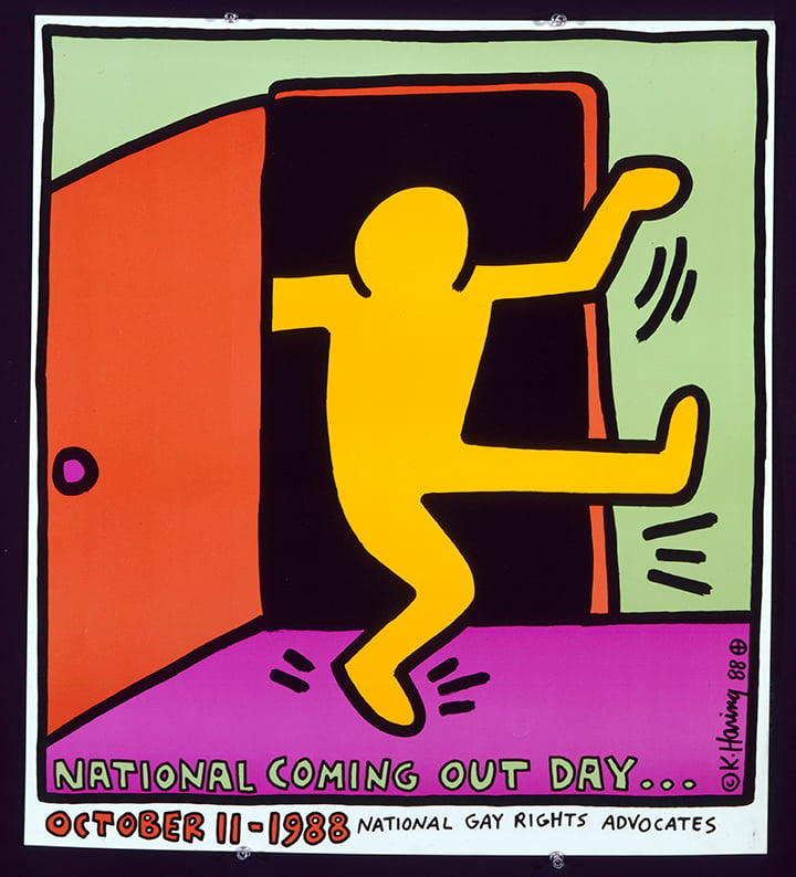 Keith Haring, <i>National Coming Out Day</i> (1988). ©Keith Haring Foundation.