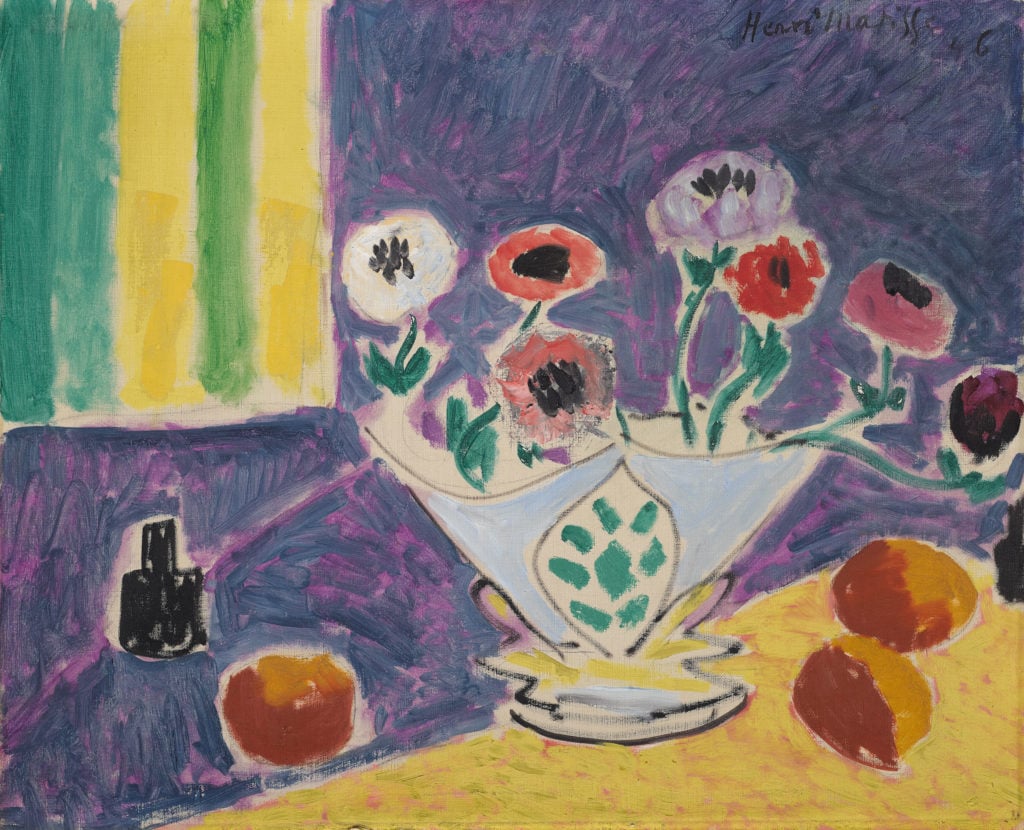 Henri Matisse, <em>Vase d'Anémones</em> (1946). Pre-sale estimate £4.5 million–6 million ($5.1 million–7.65 million). Courtesy of Sotheby's, London. 
