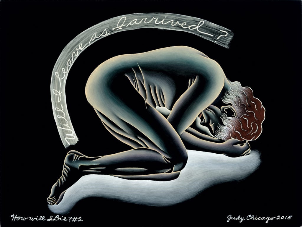 Judy Chicago, <em>How Will I Die? #2</em> from "The End: A Meditation on Death and Extinction" (2015). Photo by ©Donald Woodman/ARS, NY, courtesy of the artist; Salon 94, New York; and Jessica Silverman Gallery, San Francisco; ©Judy Chicago/Artists Rights Society (ARS), New York.