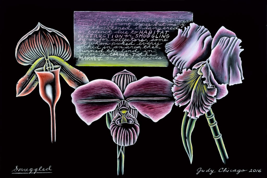 Judy Chicago, <em>Smuggled</em> from "The End: A Meditation on Death and Extinction" (2015). Photo by ©Donald Woodman/ARS, NY, courtesy of the artist; Salon 94, New York; and Jessica Silverman Gallery, San Francisco; ©Judy Chicago/Artists Rights Society (ARS), New York.