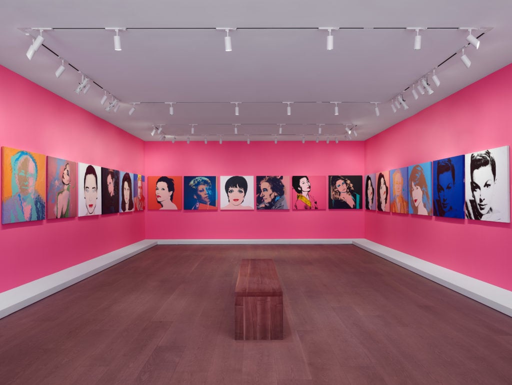 Warhol Women, Installation view, Lévy Gorvy, New York, 2019. Photo: Farzad Owrang. Installation view of Andy Warhol. <i>40 Jackies</i>, 1964. © 2019 The Andy Warhol Foundation for the Visual Arts, Inc. / Licensed by Artists Rights Society (ARS), New York. Source images for 40 Jackies include photograph by Henri Dauman, 1963 (lower left, and repeated throughout).
