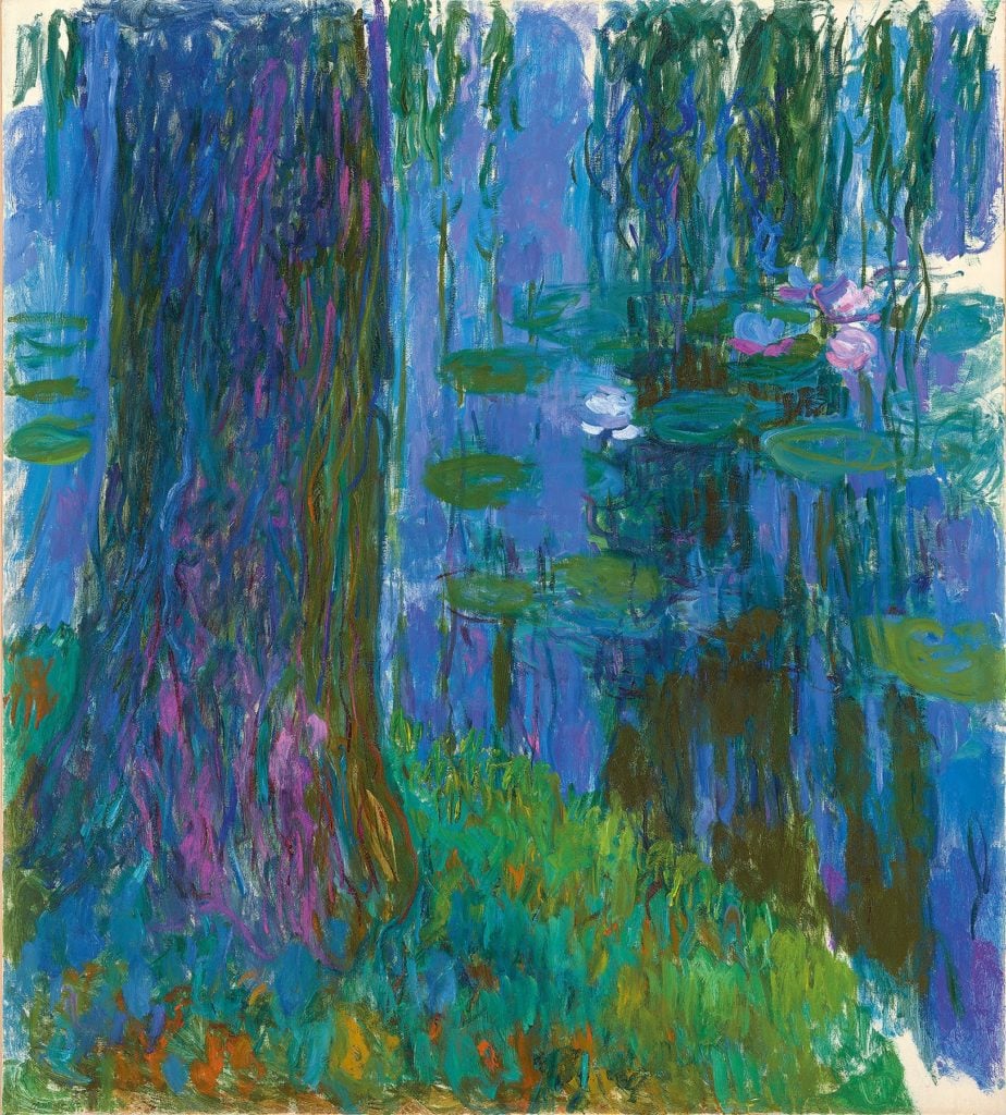 Claude Monet, <I>Weeping Willow and Water Lily Pond</i> (1916-19). Courtesy of Kimbell Art Museum. 