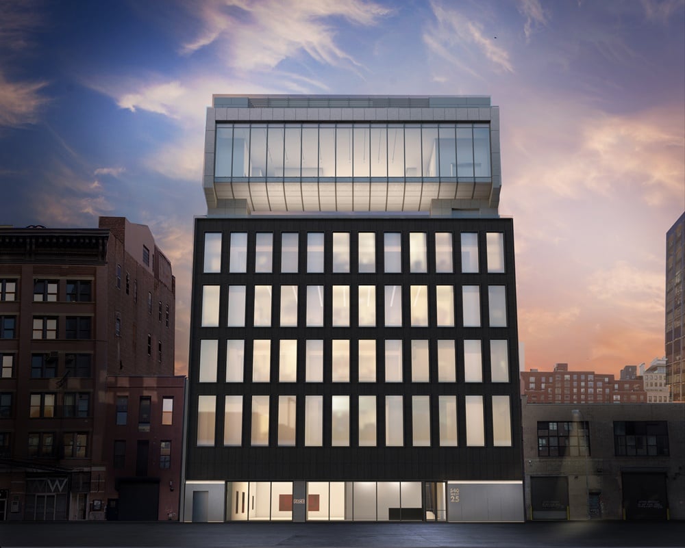 Architectural rendering of Pace Gallery's new headquarters at 540 West 25th Street, New York. Image courtesy of Bonetti / Kozerski Architecture.