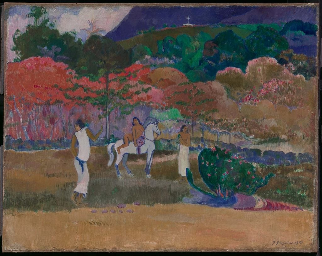 Paul Gaugin, <i>Women with White Horse</i> (1903). Courtesy of the Museum of Fine Arts Boston. 