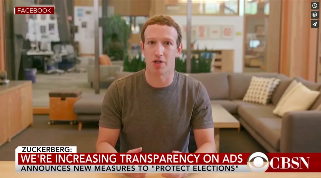 Screen shot of Bill Posters and Daniel Howe's deepfake video of Mark Zuckerberg.