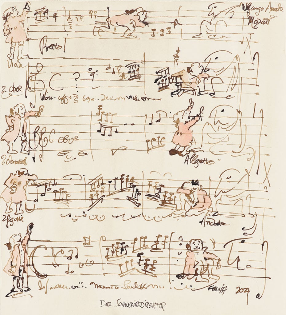 Maurice Sendak, <em>Fantasy Sketch (Mozart, Der Schauspieldirektor)</em>, 1987. ©The Maurice Sendak Foundation. Photo by Graham Haber, digital image courtesy of the Morgan Library & Museum.