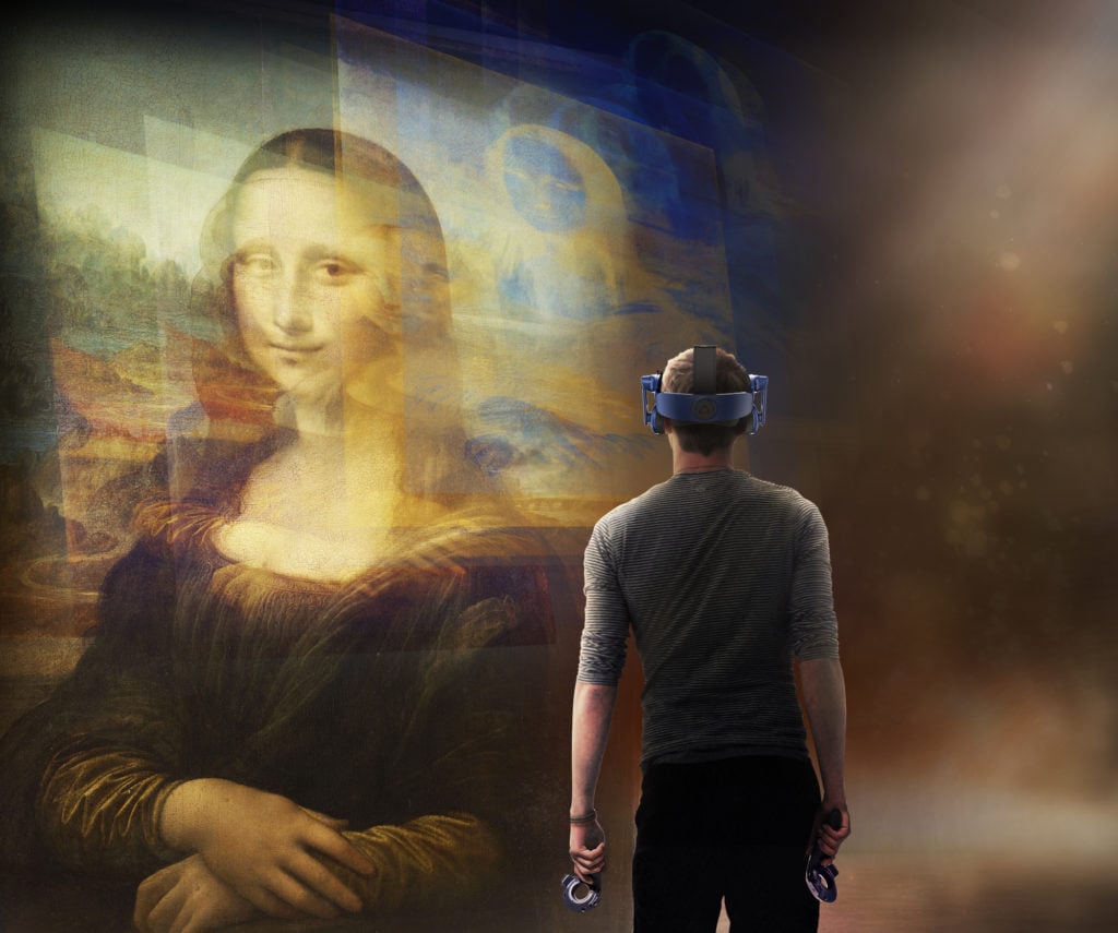 Still from Mona Lisa Beyond the Glass courtesy Emissive and HTC Vive Arts.