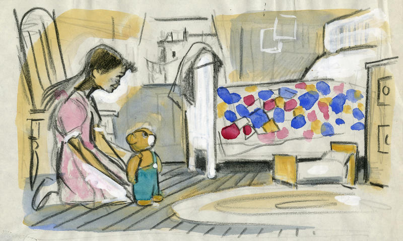 Don Freeman, <em>Lisa and Corduroy in Her Bedroom</em>. Courtesy of the Kerlan Collection, Children’s Literature Research Collection, University of Minnesota.
