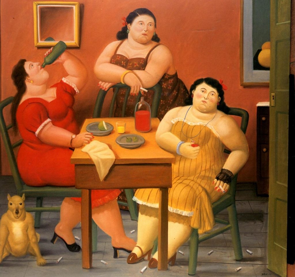 Fernando Botero, Three Women Drinking (2006). Courtesy of the Athenaeum.