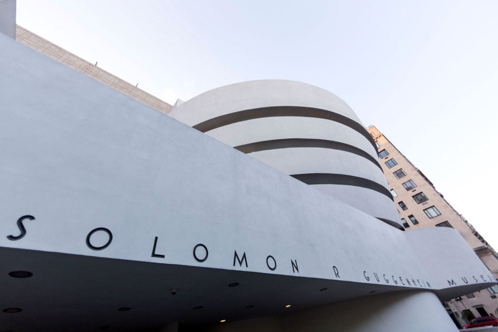 A general view of the exterior facade of the Solomon R. Guggenheim Museum in New York City. Photo by Ben Hider/Getty Images.