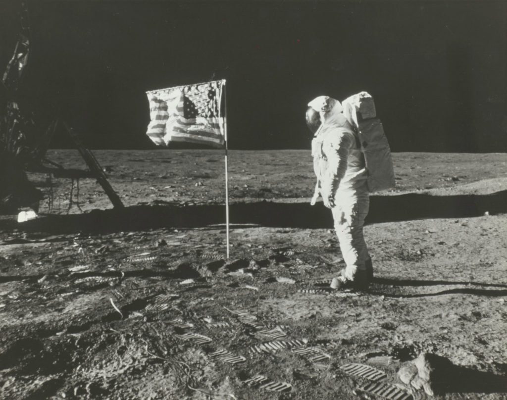 Neil Armstrong took this photograph of his fellow Apollo 11 astronaut Buzz Aldrin on the moon in 1969. Photo courtesy of the Metropolitan Museum of Art.