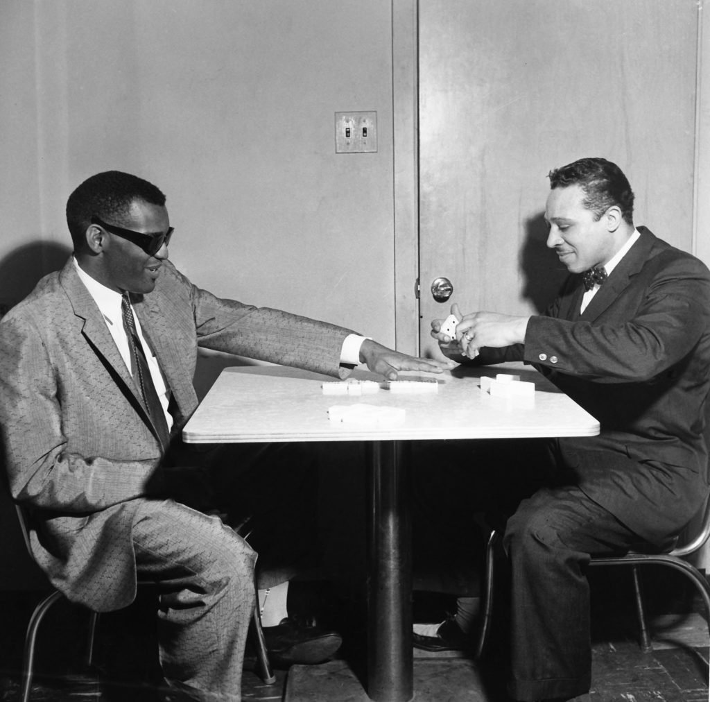 David Jackson, Ray Charles playing dominoes with Herman Roberts. Photo courtesy of Johnson Publishing Company.