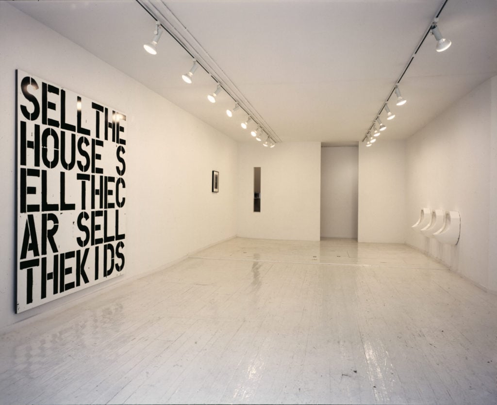 Installation view, "A Project: Robert Gober Christopher Wool," 303 Gallery, 1988. Courtesy of 303 Gallery, New York.