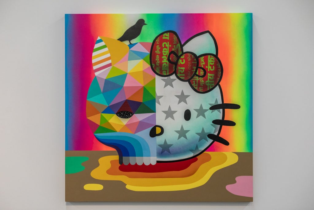 Okuda San Miguel, Hello Kitty Skull. Courtesy of the artist and Corey Helford Gallery.