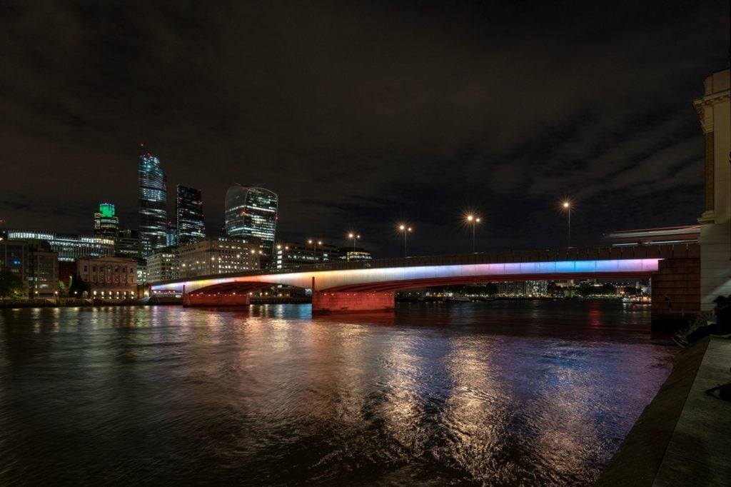 Illuminated River, London Bridge. Copyright James Newton.