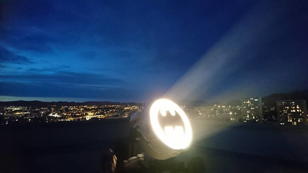 The Bat-Signal (1989) as part of Alex Israel's exhibition at MAMO, Marseille Modulor (2019). Photo: WE ARE CONTENT(S).