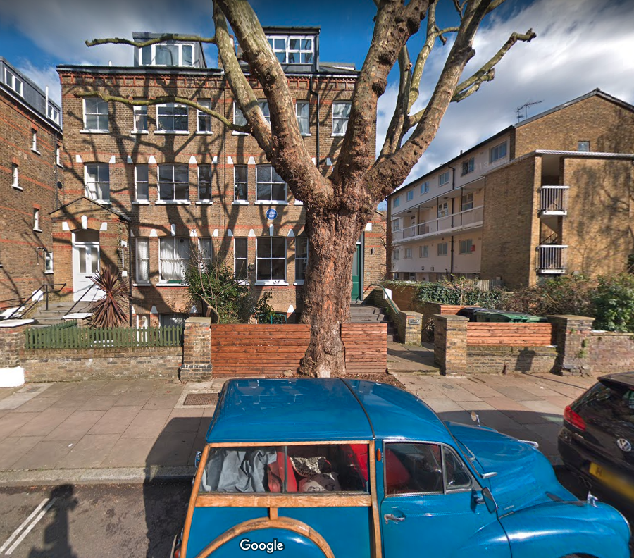 Mondrian worked in a tiny studio in a back garden of a Hampstead house, shown on Google Street View.