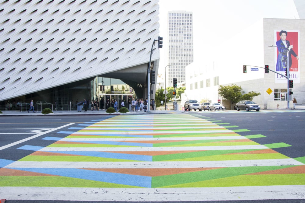 Carlos Cruz-Diez, <em></em> (2017), a crosswalk commissioned by the Broad for "Pacific Standard Time: LA/LA." Photo courtesy of the Broad, Los Angeles. 