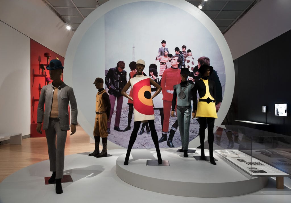 Installation view, Pierre Cardin: Future Fashion, Brooklyn Museum. Photo courtesy Jonathan Dorado, Brooklyn Museum.