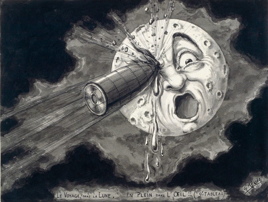Georges Méliès, Square in the Eye, a preparatory drawing for the film “Le Voyage Dans la lune” (“A Trip to the Moon”), from 1902, re-created in 1930. Courtesy of the Metropolitan Museum of Art.