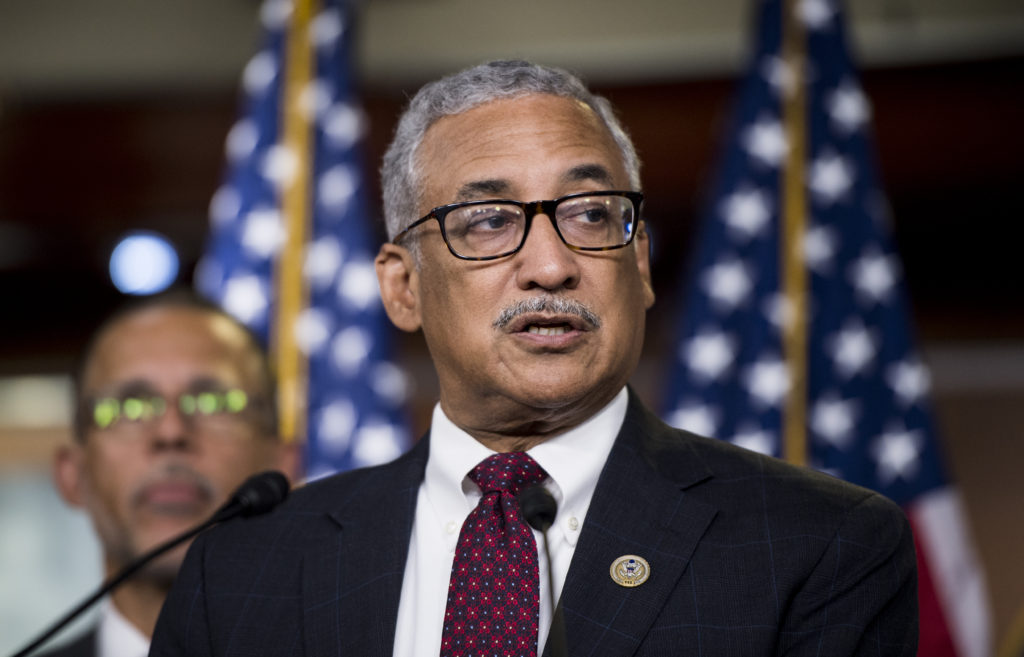 Rep. Bobby Scott, D-Va., speaks during the House Democrats news conference in the Capitol to unveil their debt-free college plan on Tuesday, July 24, 2018. Photo: Bill Clark/CQ Roll Call.