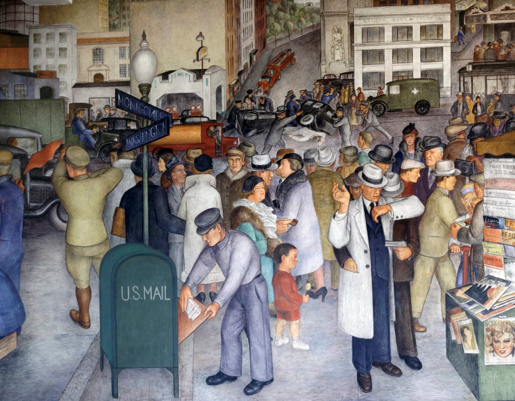 Detail of <i>City Life</i> (1934) by Victor Arnautoff Located in the Coit Tower in San Francisco. Photo: VCG Wilson/Corbis via Getty Images.