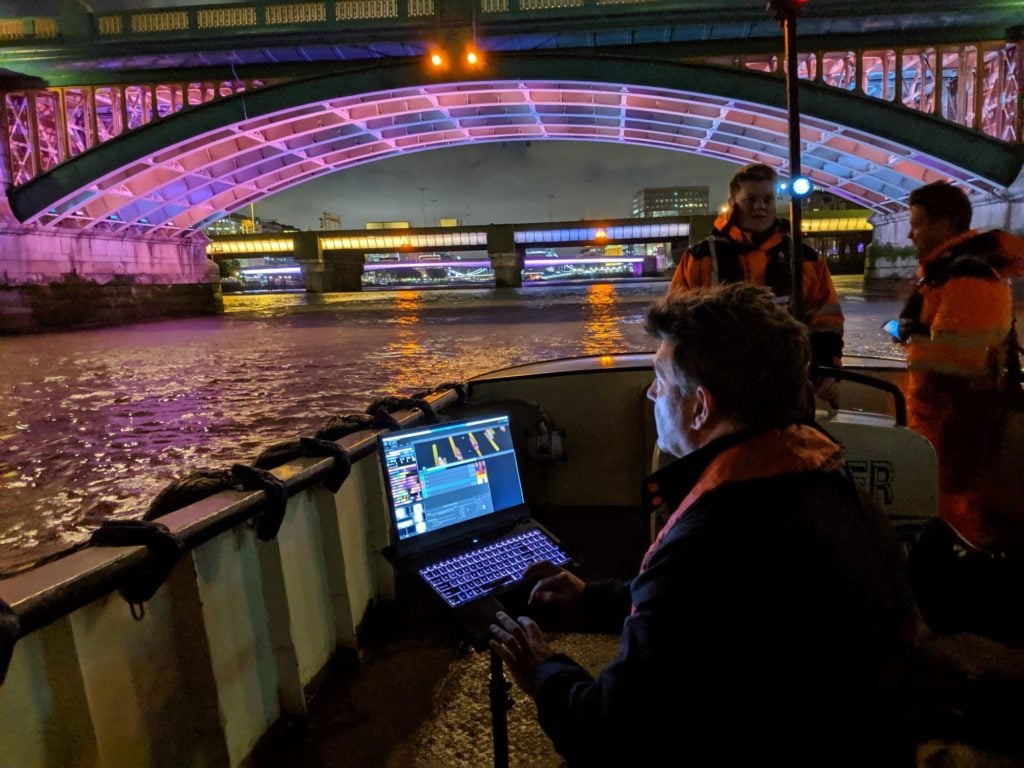 Pace artist Leo Villareal working on Illuminated River. Copyright Illuminated River.
