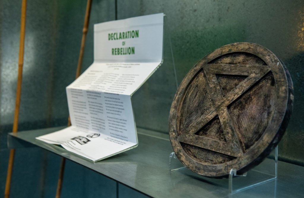 New Extinction Rebellion acquisitions go on display at the V&A. Photo by Chris J Ratcliffe/Getty Images for The V&A.