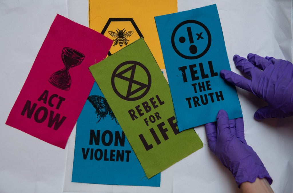 New Extinction Rebellion acquisitions go on display at the V&A. Photo by Chris J Ratcliffe/Getty Images for The V&A.