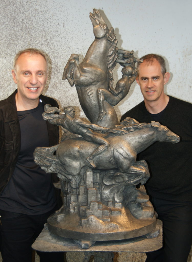 Ray Goldberg (left) and Keith Sherman (right) pictured with a contemporary casting based on Charles Beach's 1939 Sculpture.
