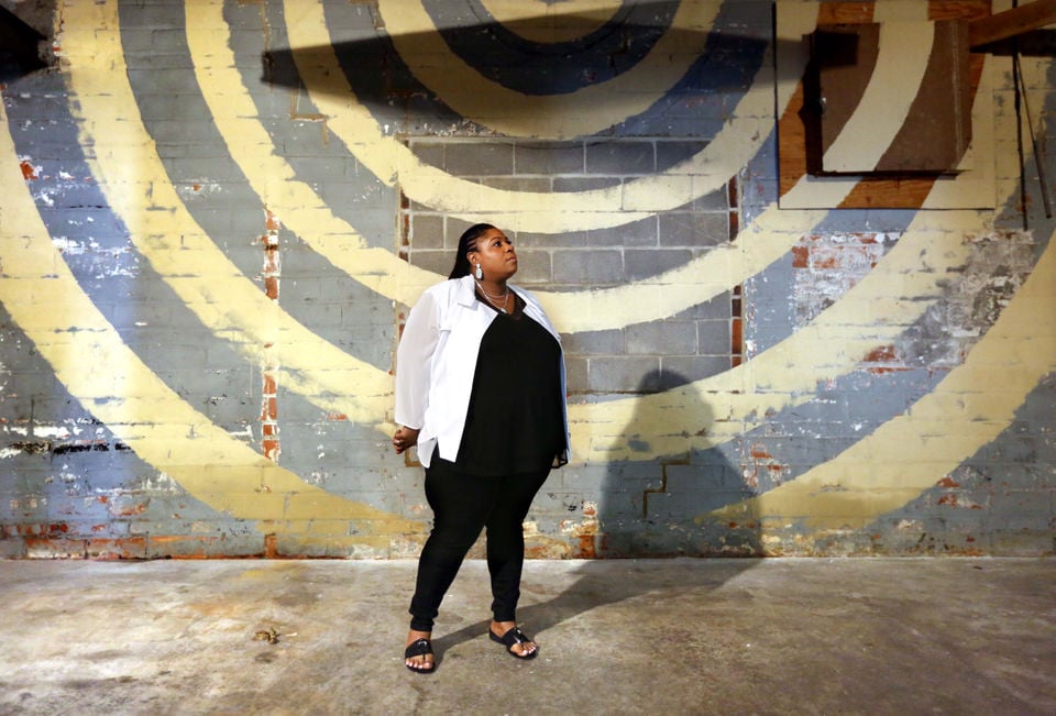Samaria Rice in the future home of the Tamir Rice Afrocentric Cultural Center in Cleveland. Photo: Lisa DeJong. Courtesy of the Tamir Rice Foundation.