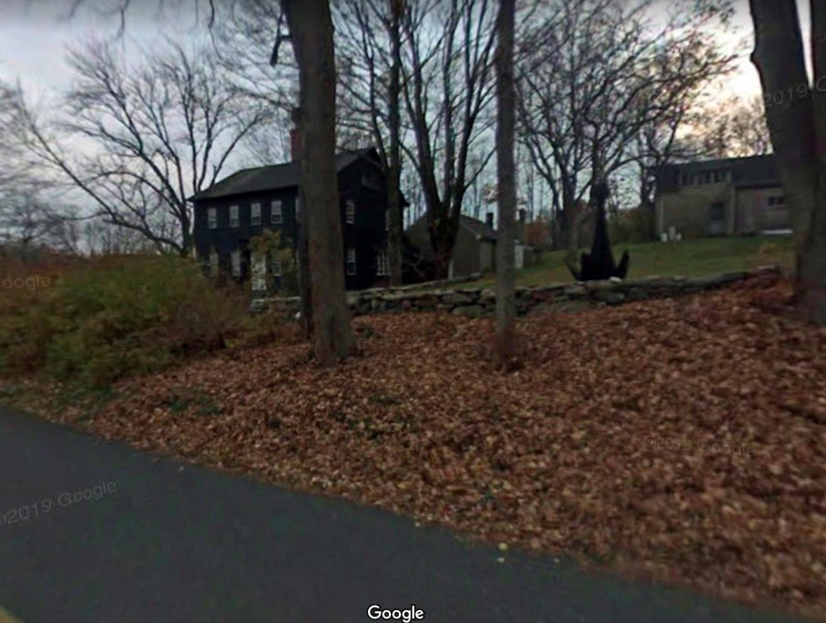 Alexander Calder's Roxbury farmhouse, and studio (to the right) as seen on Google Street View. 