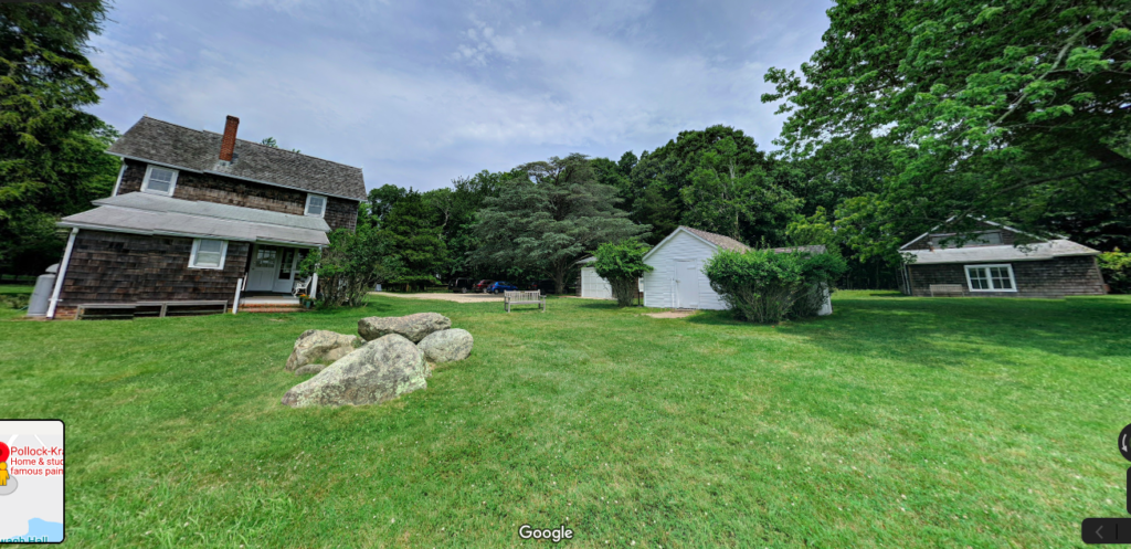 Lee Krasner and Jackson Pollock's house, and Pollock's studio barn (far right) as seen on Google Street view.