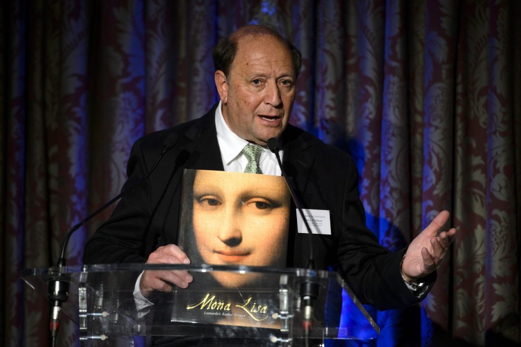 Stanley Feldman, principal author of the book "Mona Lisa: Leonardo's Earlier Version," during the unveil event of the "Isleworth Mona Lisa" on September 27, 2012 in Geneva. Photo courtesy Fabrice Coffrini/AFP/GettyImages.
