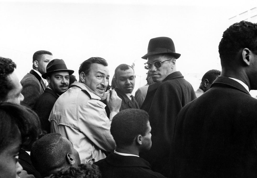 G. Marshall Wilson, Adam Clayton Powell and Malcolm X attend the New York City school boycott rally in March 1964. Photo courtesy of Johnson Publishing Company.