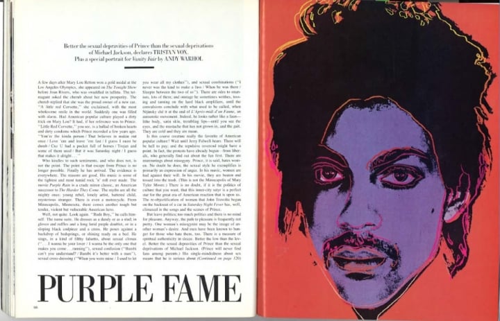 Andy Warhol's Prince illustration based on the Lynn Goldsmith photograph as it appeared in Vanity Fair, here reproduced in court documents.