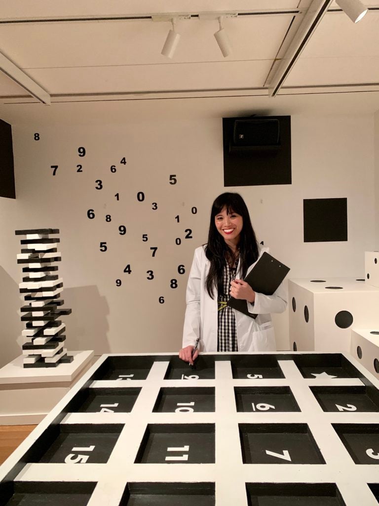 Risa Puno inside her Creative Time project The Privilege of Escape (2019). Photo by Sarah Cascone.