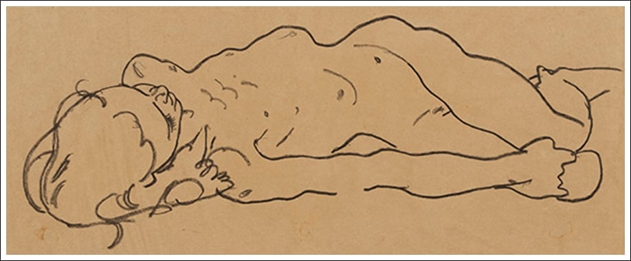 Egon Schiele's <i>Reclining Nude Girl</i> (ca. 1918) was discovered in a New York City thrift store. Photo courtesy of Galerie St. Etienne. 
