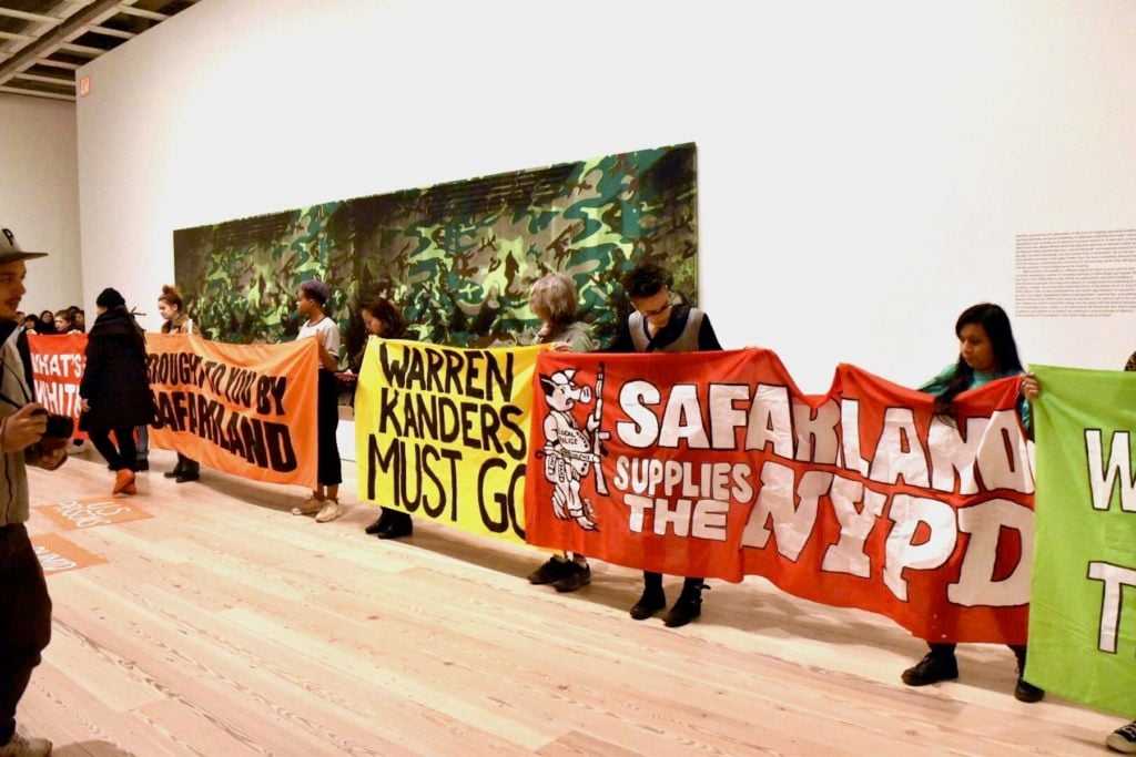 Protest at the Whitney during the museum's Andy Warhol show. Photo: Ben Davis.