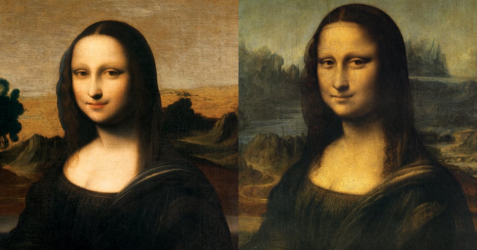 The Isleworth Mona Lisa and Leonardo da Vinci's original masterpiece. Courtesy of the Mona Lisa Foundation.