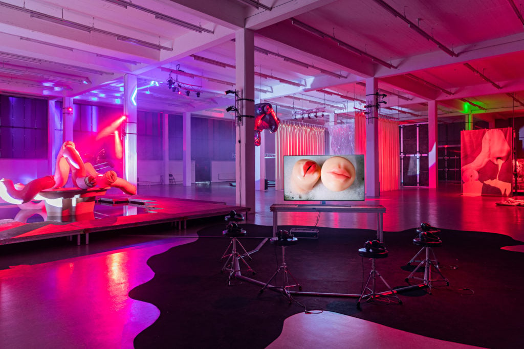 Exhibition view of "Whos Jizz is this?" by Peaches at Kunstverein Hamburg. Photo: Fred Dott.